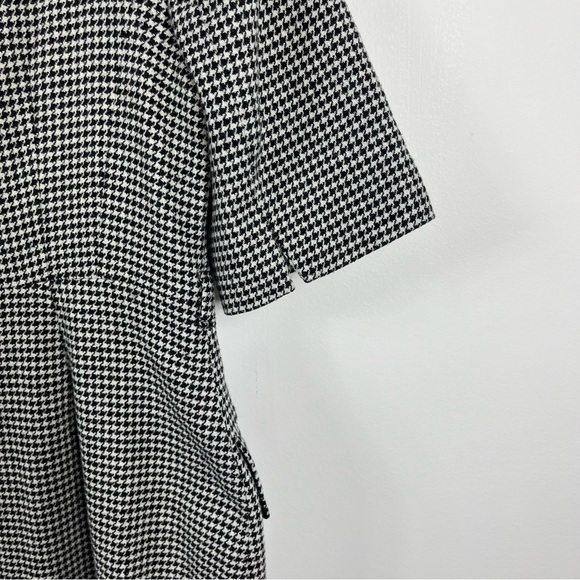 L.K. Bennett Nina Houndstooth Heart Midi Dress Size 14 Two Tone Black White - Picture 9 of 11
